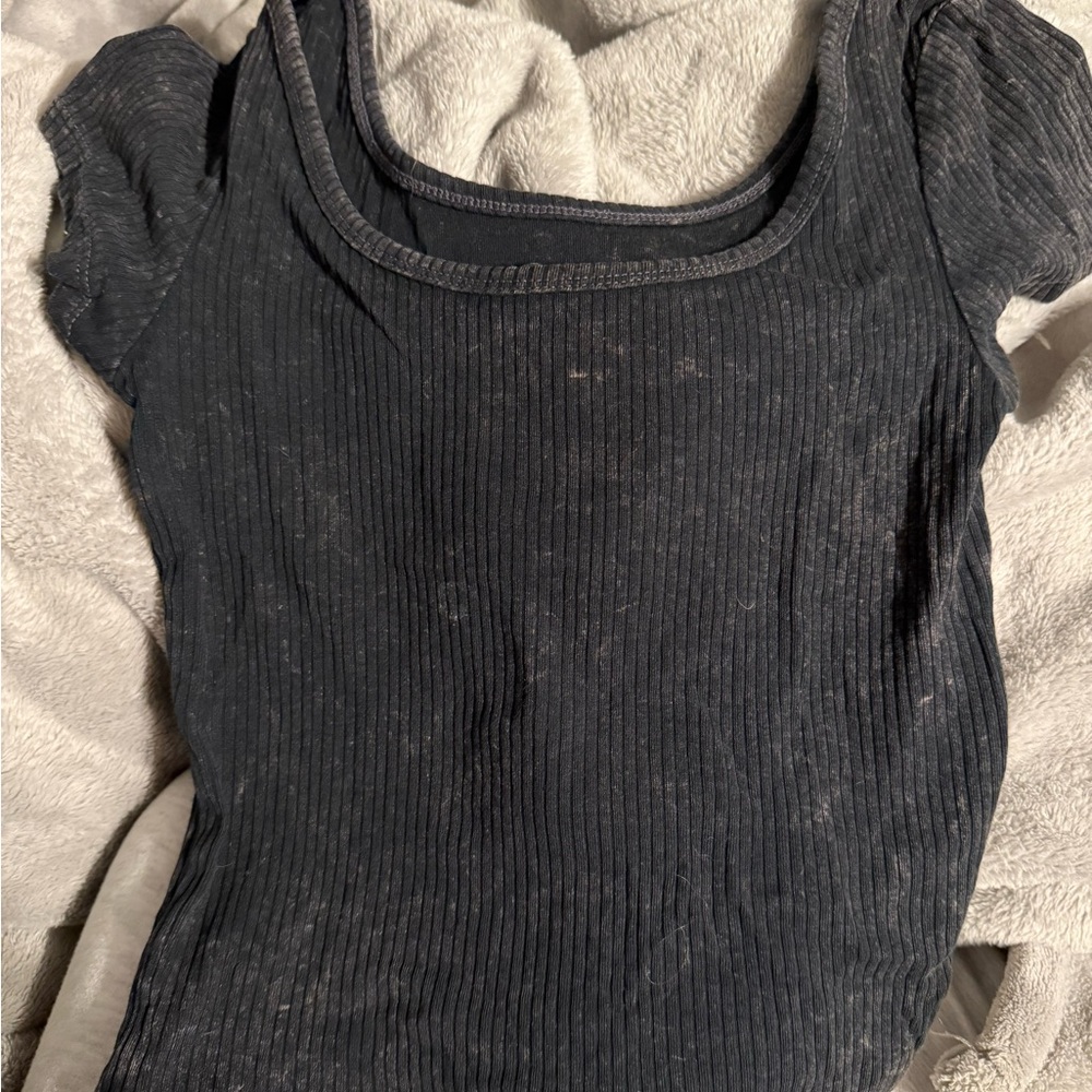 Wild Fable Charcoal Ribbed Tee